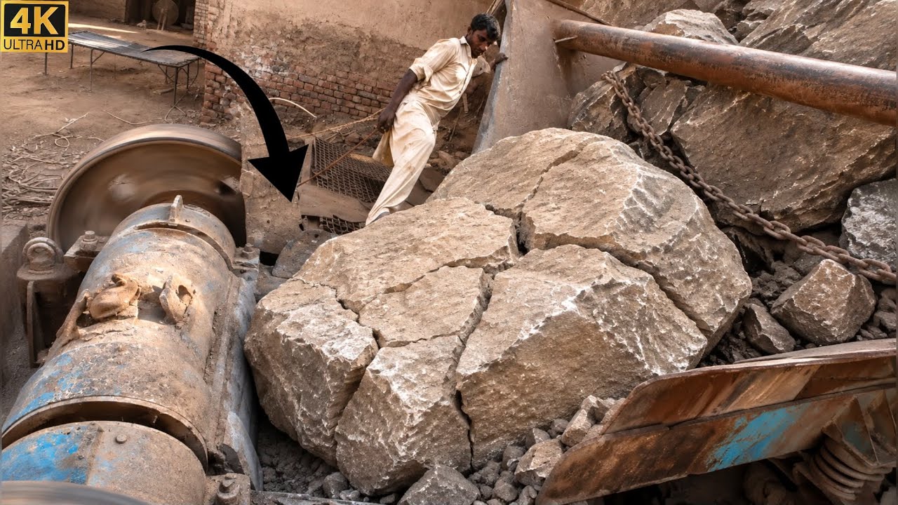 Big Rock Jaw Crusher Machine in Action | Powerful Stone Crushing ASMR Sounds #stonecrusher 