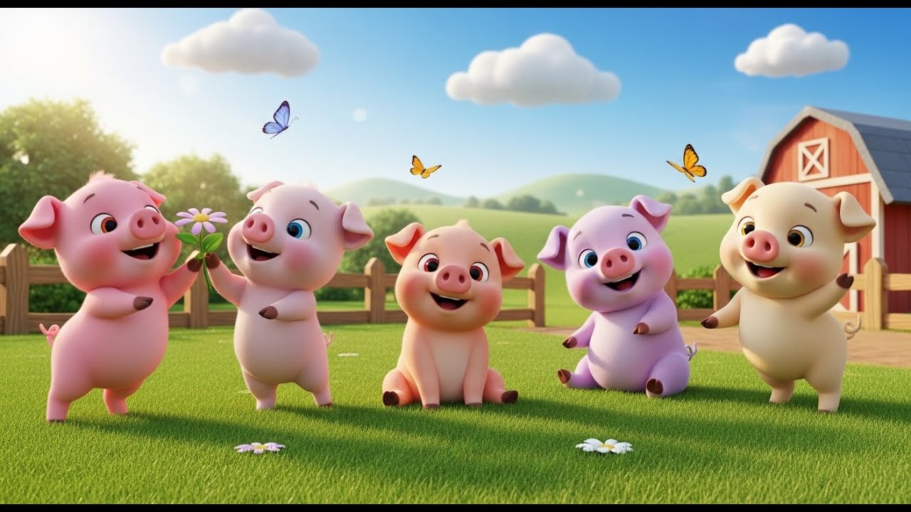 Five Little Piglet Babies Oink Oink Oink | Fun Farm Animal Song & Nursery Rhymes---