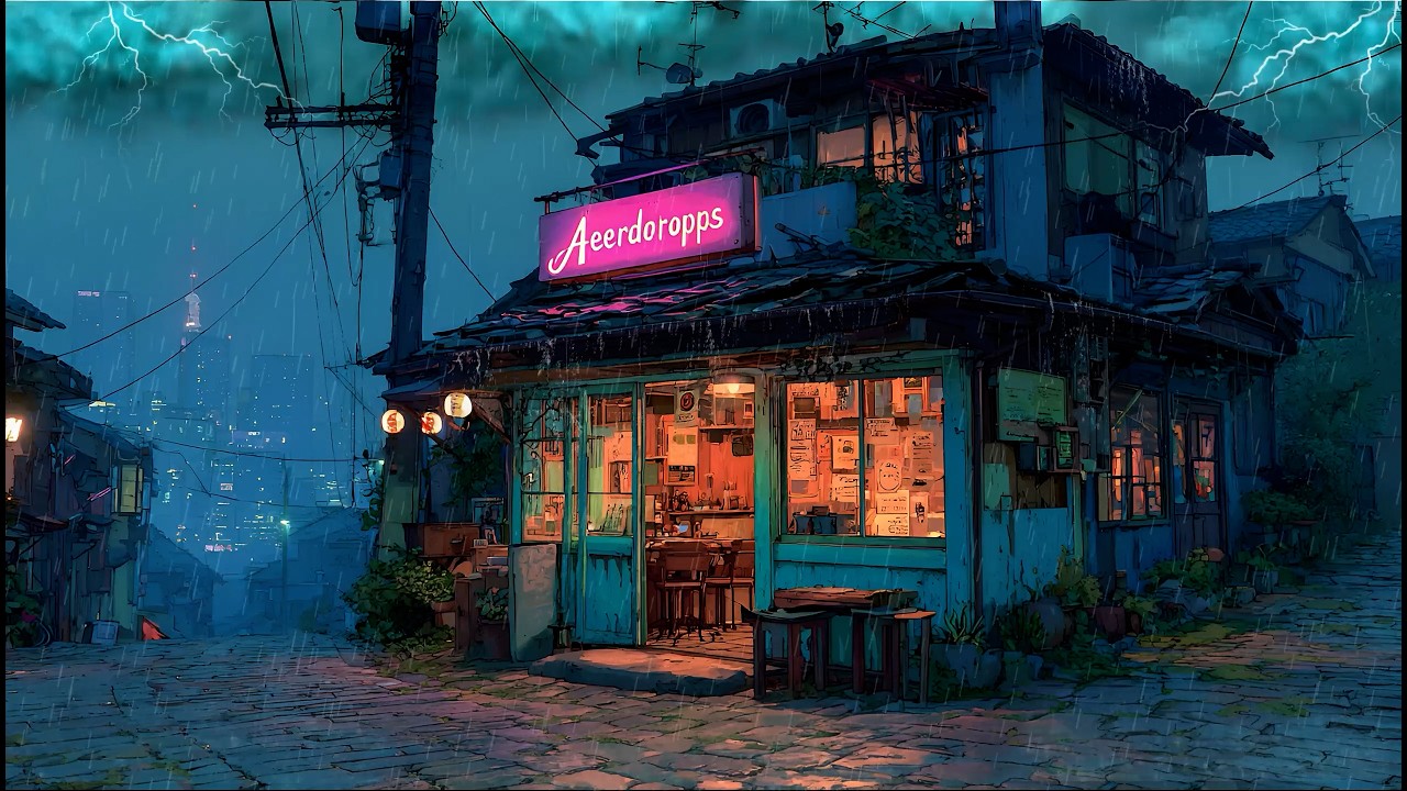 Midnight 90s Rain Café ☕ Aesthetic Lofi Beats for Work, Study & Late Night Calm