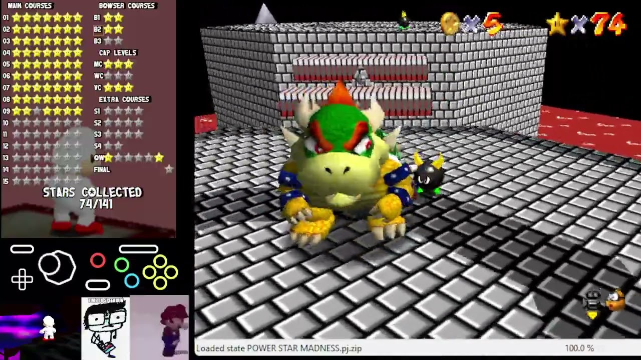 SM64 Power Star Madness - B2: Primigenic Bowser's Hall (savestateless)