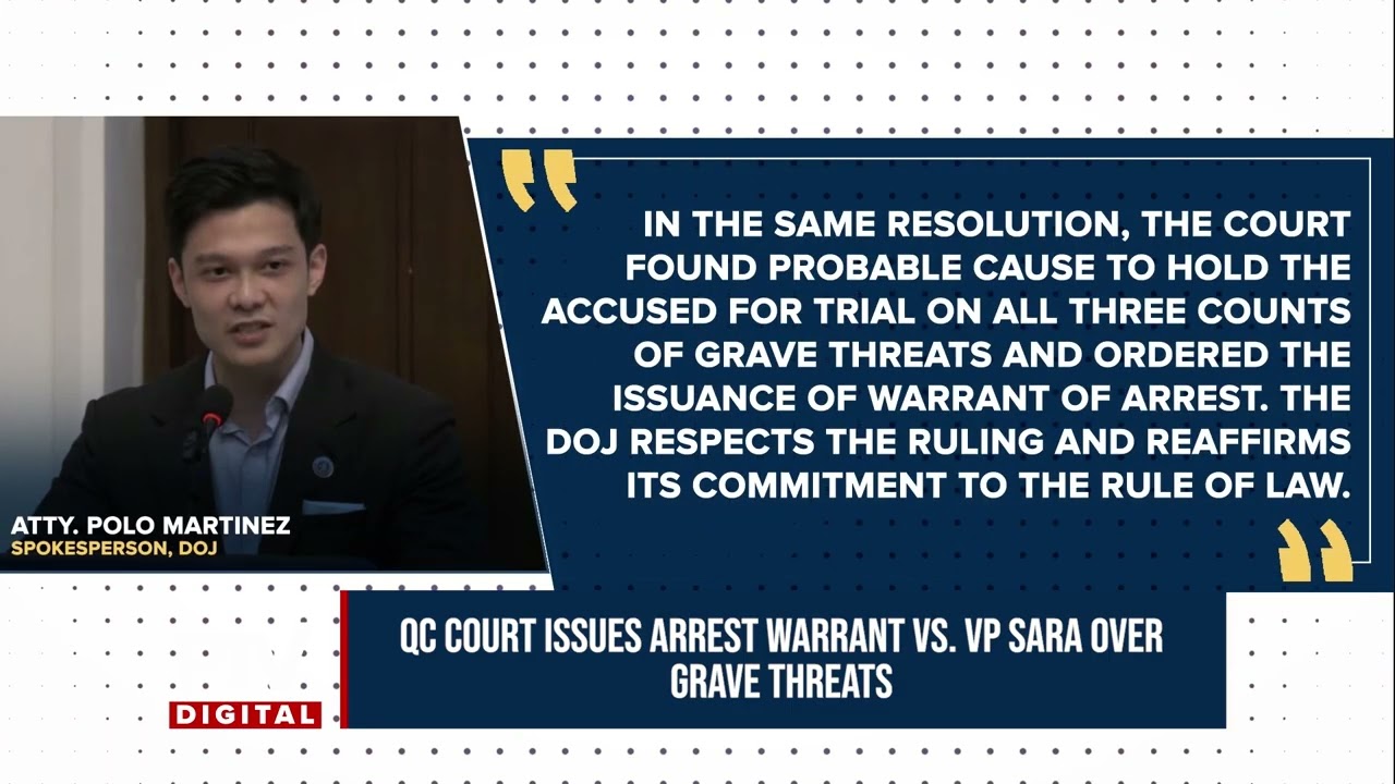 The Quezon City Regional Trial Court has issued a warrant of arrest against Vice President...
