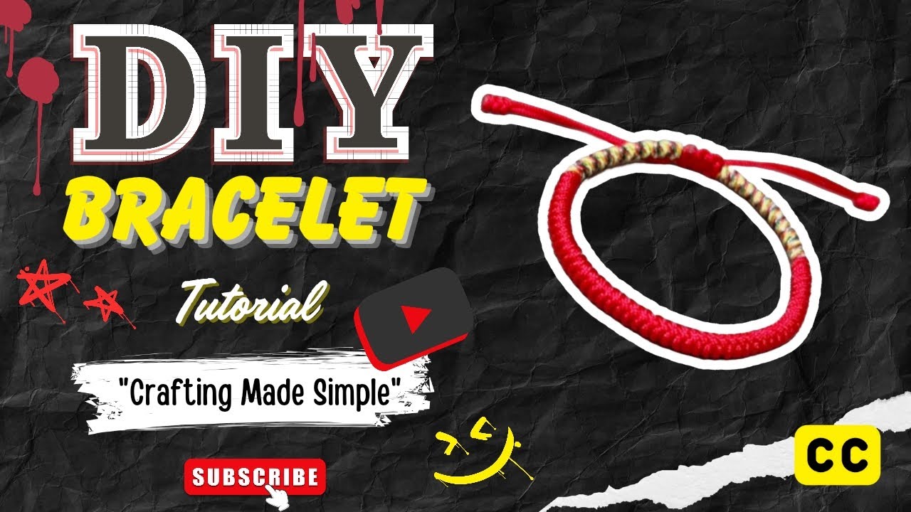 [ FULL TUTORIAL ] How to weave a Tibetan style diamond knot red rope bracelet (Eng Sub)