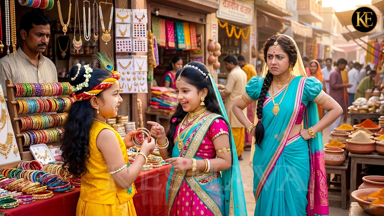 बाजार में कान्हा ने दिलाई राधा को रंग-बिरंगी चूड़ियां, देख मैया हुई गुस्सा || Yashomati Maiyaa Ke