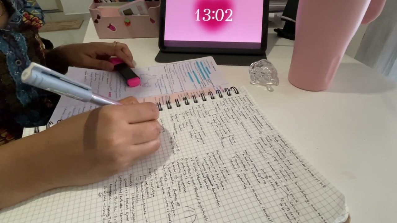 Study with me | 1 hour | No background music | Pen sound | ASMR