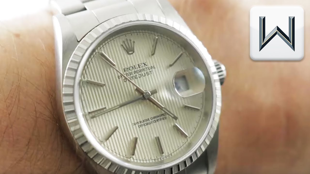 Rolex Datejust Engine Turned Bezel, Tapestry Dial 16220 Luxury Watch Review