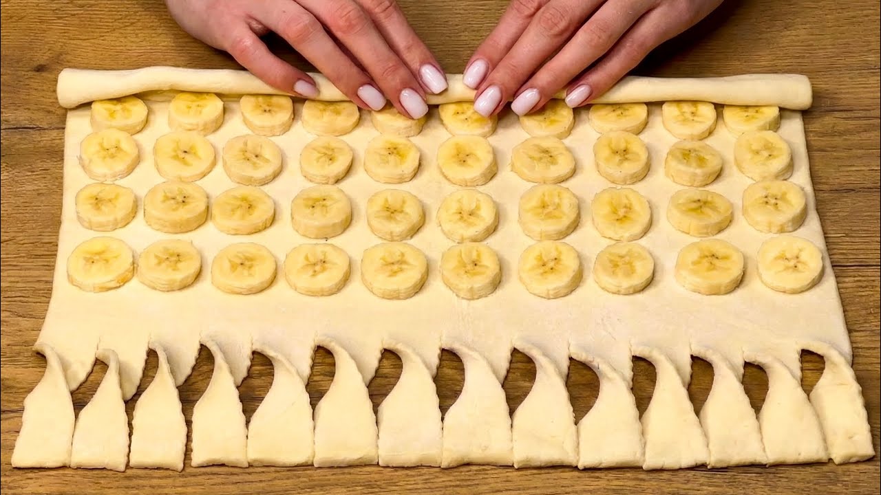 Unglaublich! Nur Blätterteig und 2 Bananen! Festtagsdessert in 10 Minuten!