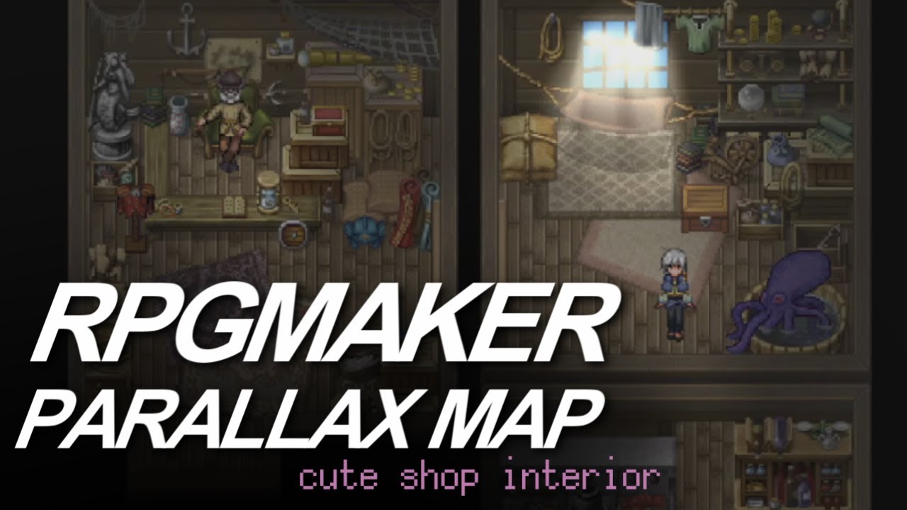 Map With Me! RPGMaker MV Parallax Mapping a shop interior.