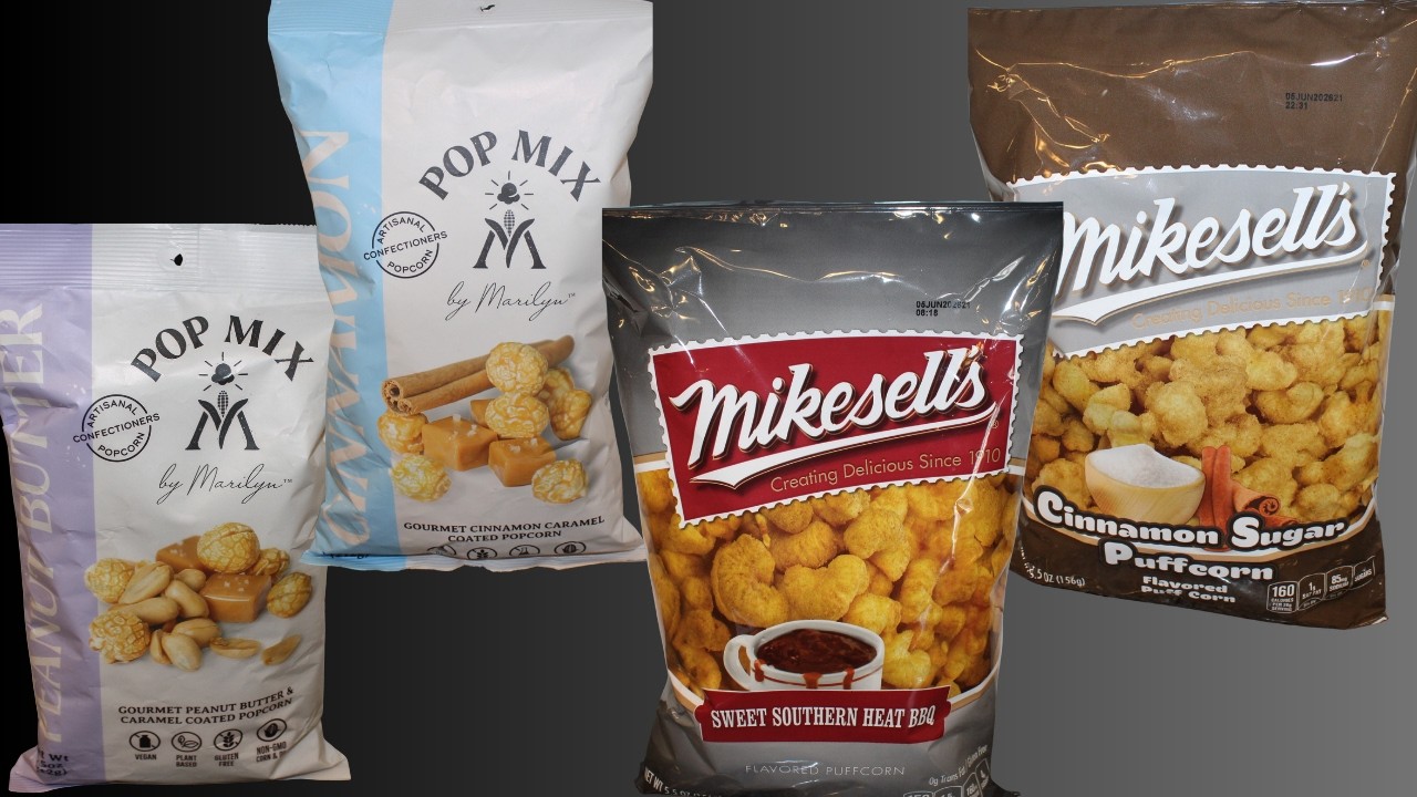 Pop Mix by Marilyn: PB & Cinnamon and Mikesell’s Puffcorn Sweet Heat BBQ & Cinnamon Sugar