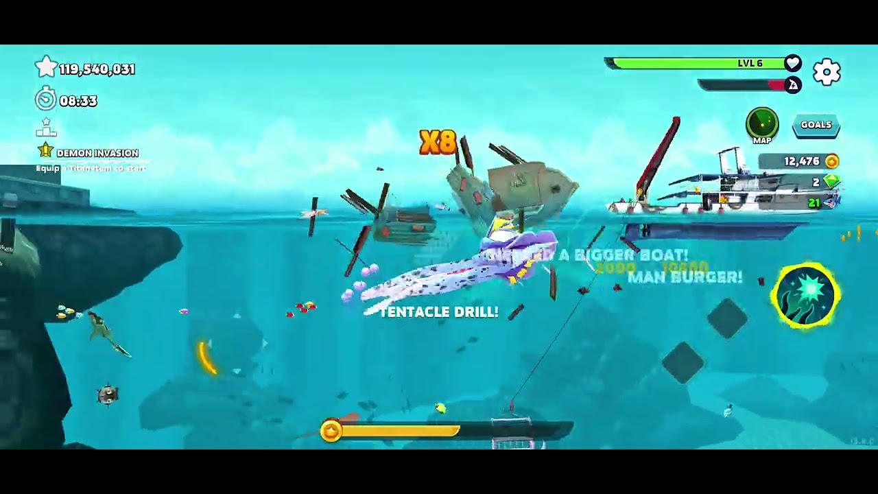 Hungry Shark Evolution: Can Kraken Survive 15 Minutes?  (Green Giant Crab Fight)