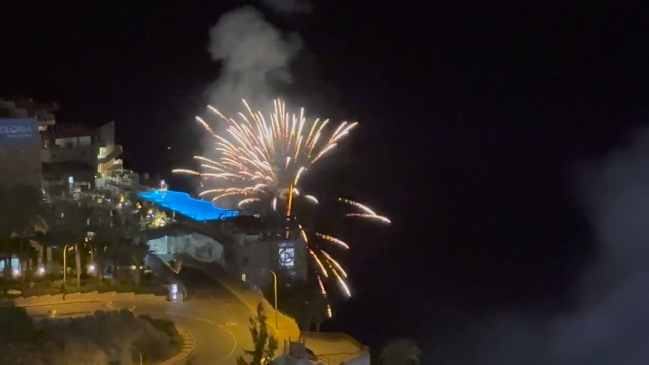 View and fireworks from Altamar Hotel in Puerto Rico, Gran Canaria 2023/2024