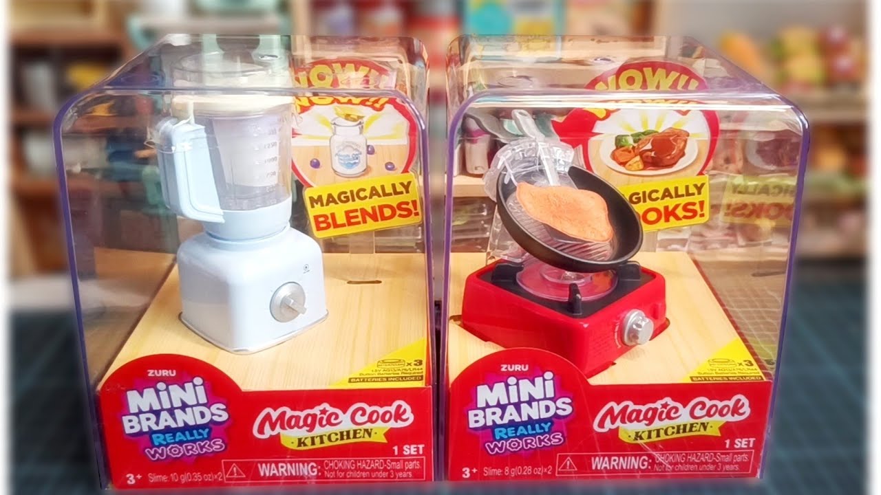 Mini brands Really Work Magic Cook-Blender & Steak pan making ft. Fujihoro Moomin mini Toy #unboxing