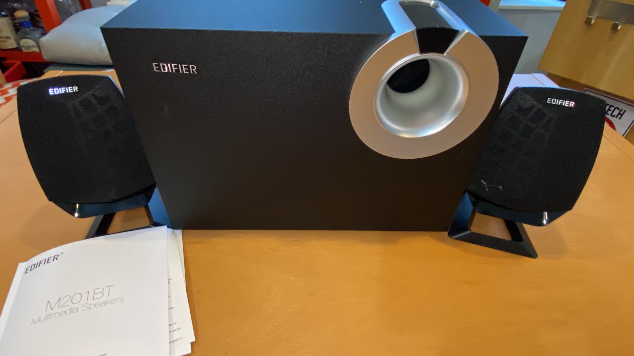 UnBoXing Edifier M201BT 2.1 Bluetooth Multimedia Speaker System 3-Piece Black Model: M201BT  6533084