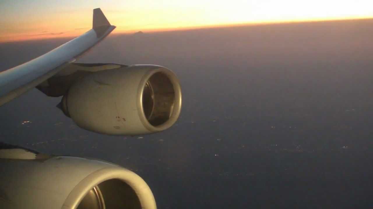 Lufthansa Airbus A340-600 - fantastic take-off in Newark into the Sunset