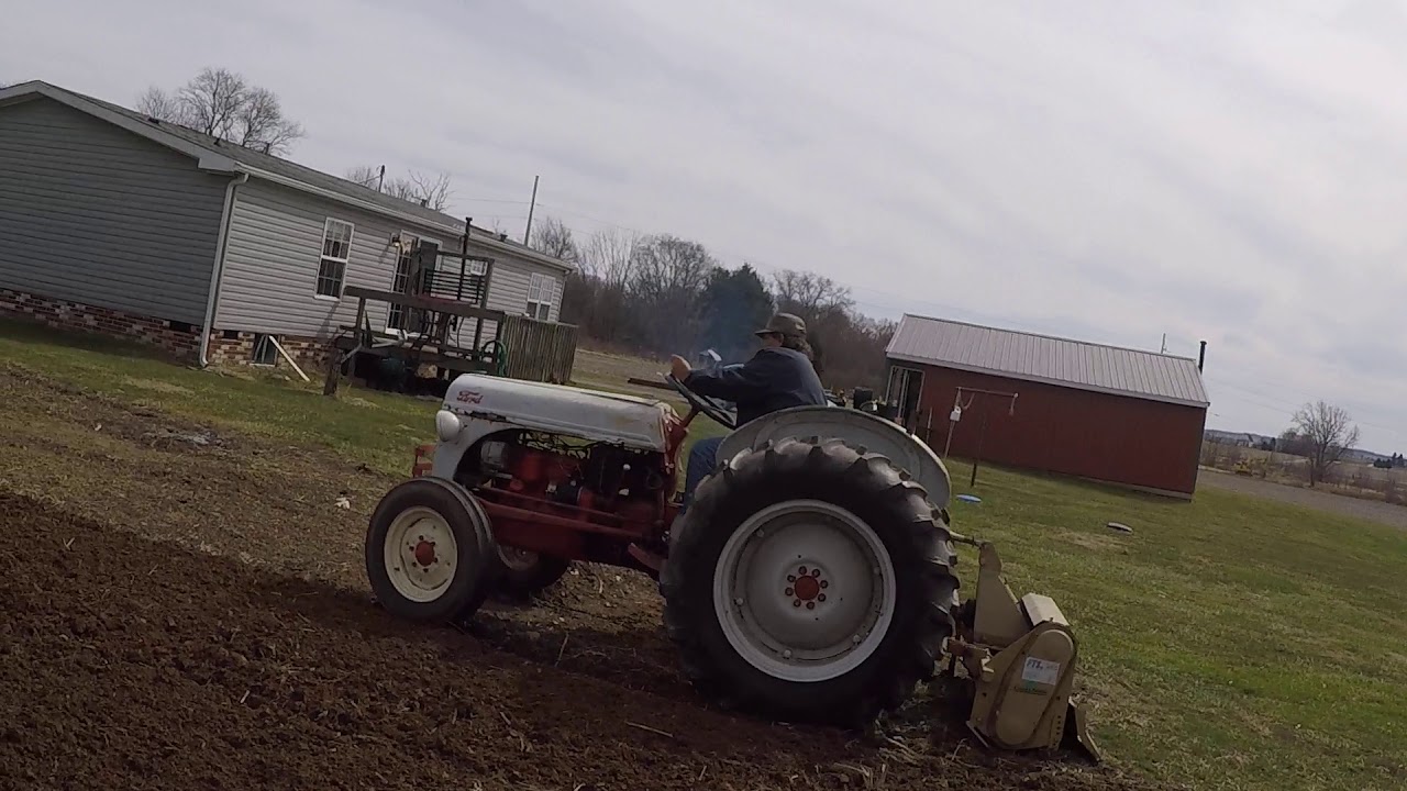 ford 8n tilling the garden