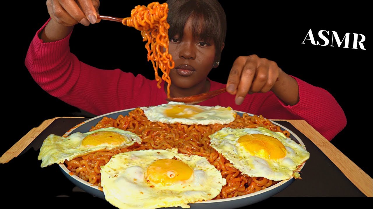 ASMR 2X SPICY NOODLE & SUNNY SIDE UP EGGS MUKBANG (NO TALKING ) | Calm Eating Sounds| Vikky ASMR