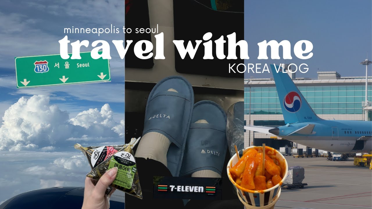 TRAVEL DAY VLOG: 14hr flight to Seoul, 7-Eleven, Korean food & first impressions