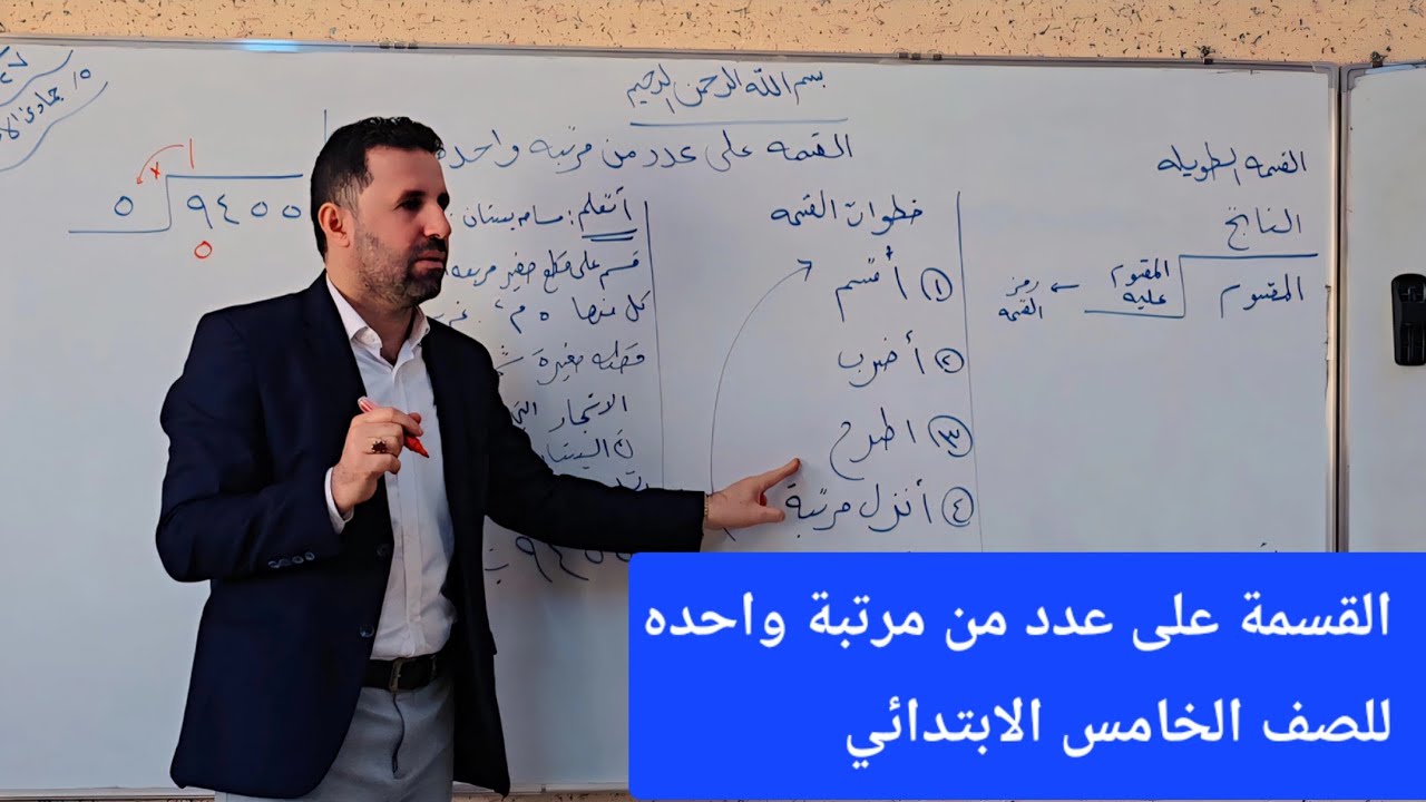القسمة على عدد من مرتبه واحده للصف الخامس الابتدائي 