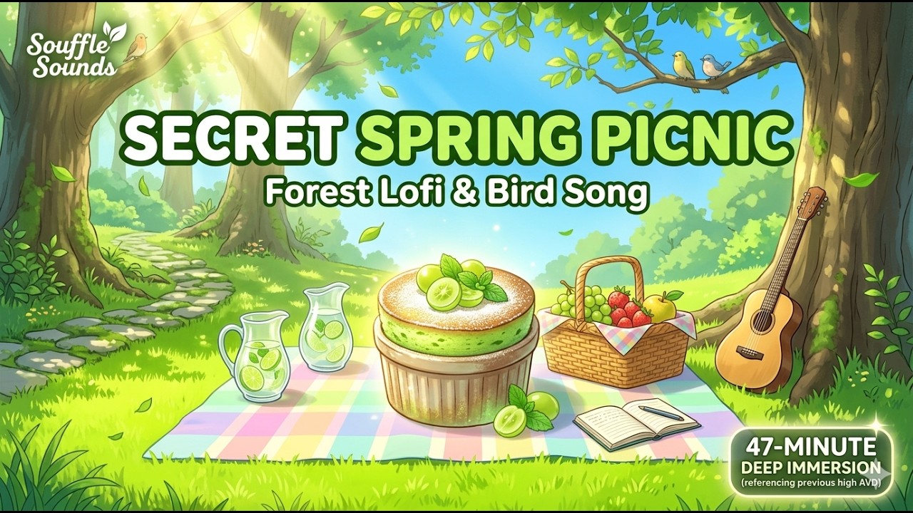 Secret Spring Picnic 🌿 Refreshing Forest Lofi & Bird Song (47-Minute Deep Focus)