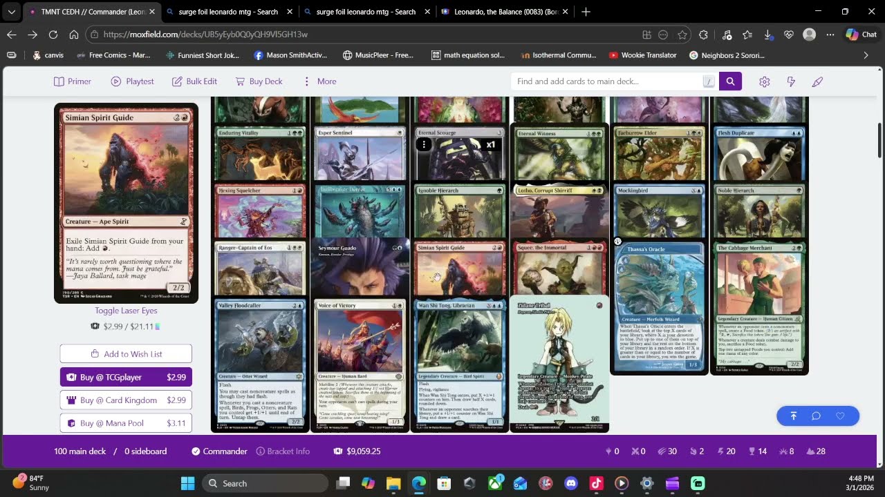 TMNT CEDH DECK LIST (Leonardo the balanced and splinter)