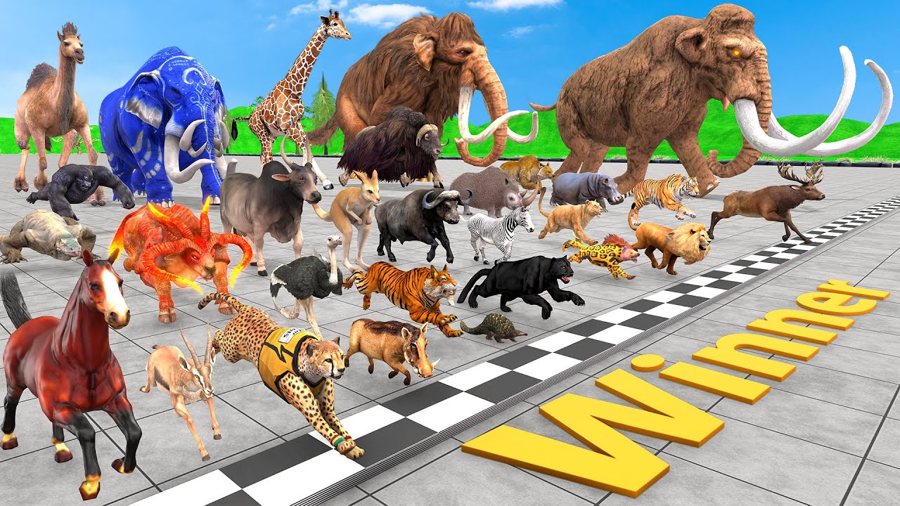 30 Incredible Animals Race, Which is the fastest animal? Animal Revolt Battle Simulator