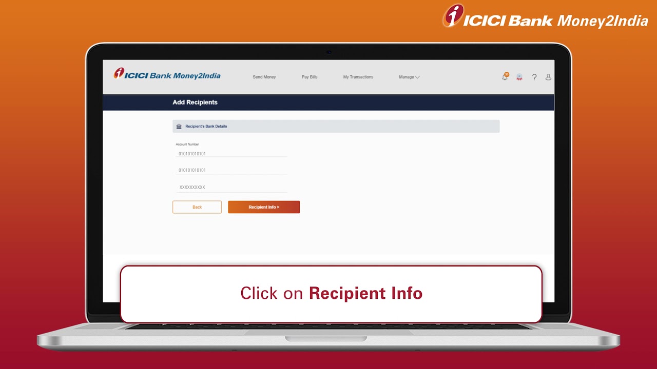 ICICI Bank Money2India Demo Video: Add Recipient