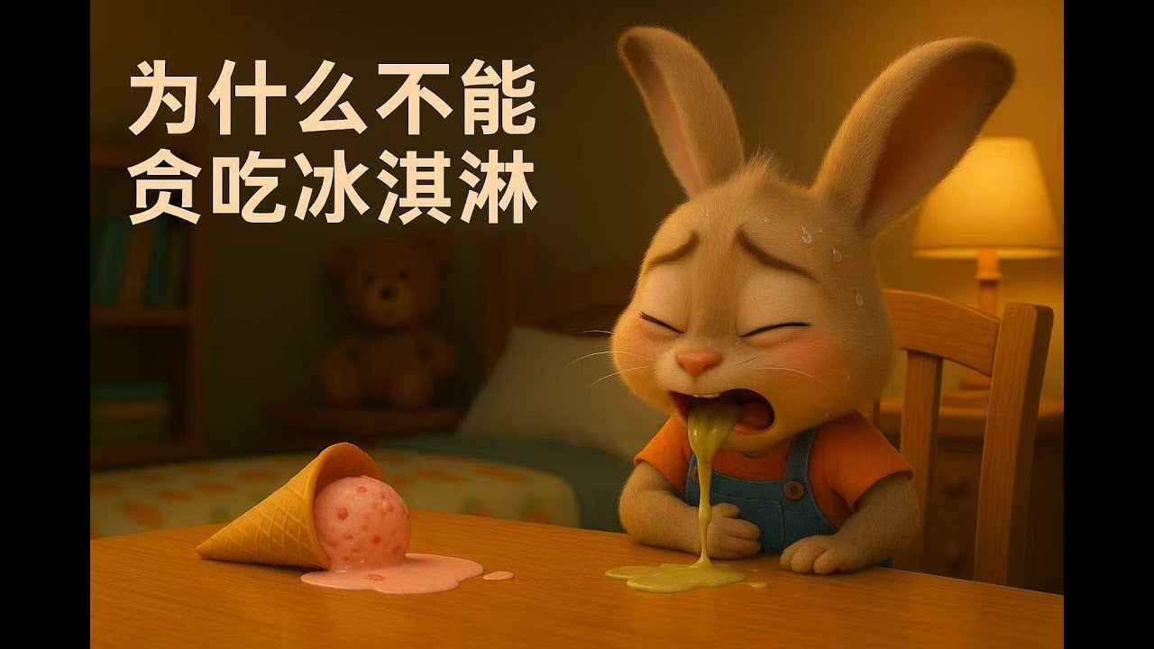 儿童故事 | 为什么不能贪吃冰淇淋？| 乐乐兔的肚子疼故事 | 儿童健康教育动画