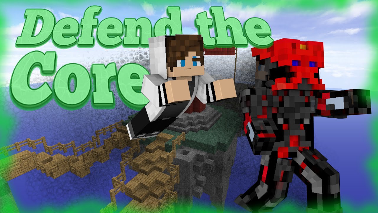 [8]Minecraft Minigames: Defend the Core with Ktmh96, Squid, and Assaultbro (Squid Network Minigame)