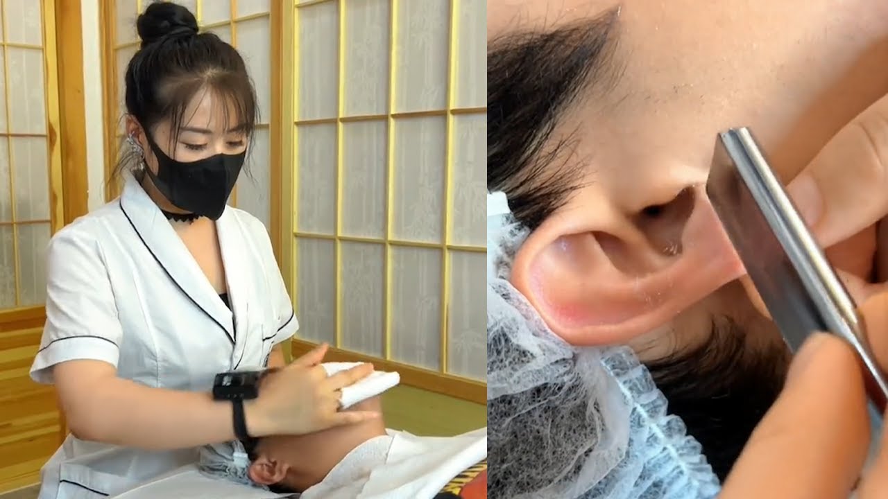 💈ASMR|Beauty master help customer shave and shave ear! Which man doesn't want to enjoy it like this？