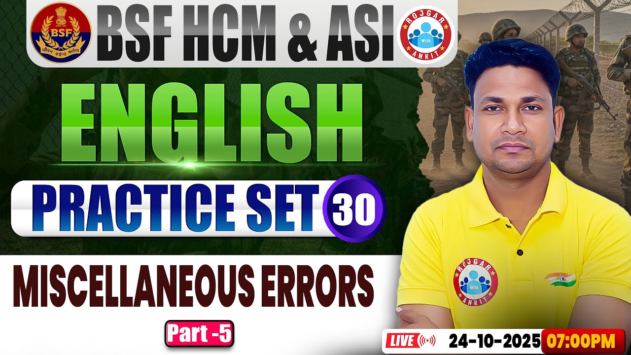 BSF HCM English Class | BSF English Practice Set #30 | Miscellaneous Errors | BSF ASI English