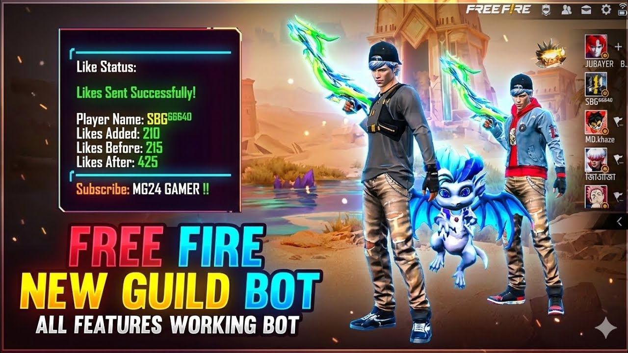 FREE FIRE NEW GUILD BOT || ALL FEATURES WORKING BOT 💯 || FREE FIRE TCP BOT 😉 || MG24 GAMER 