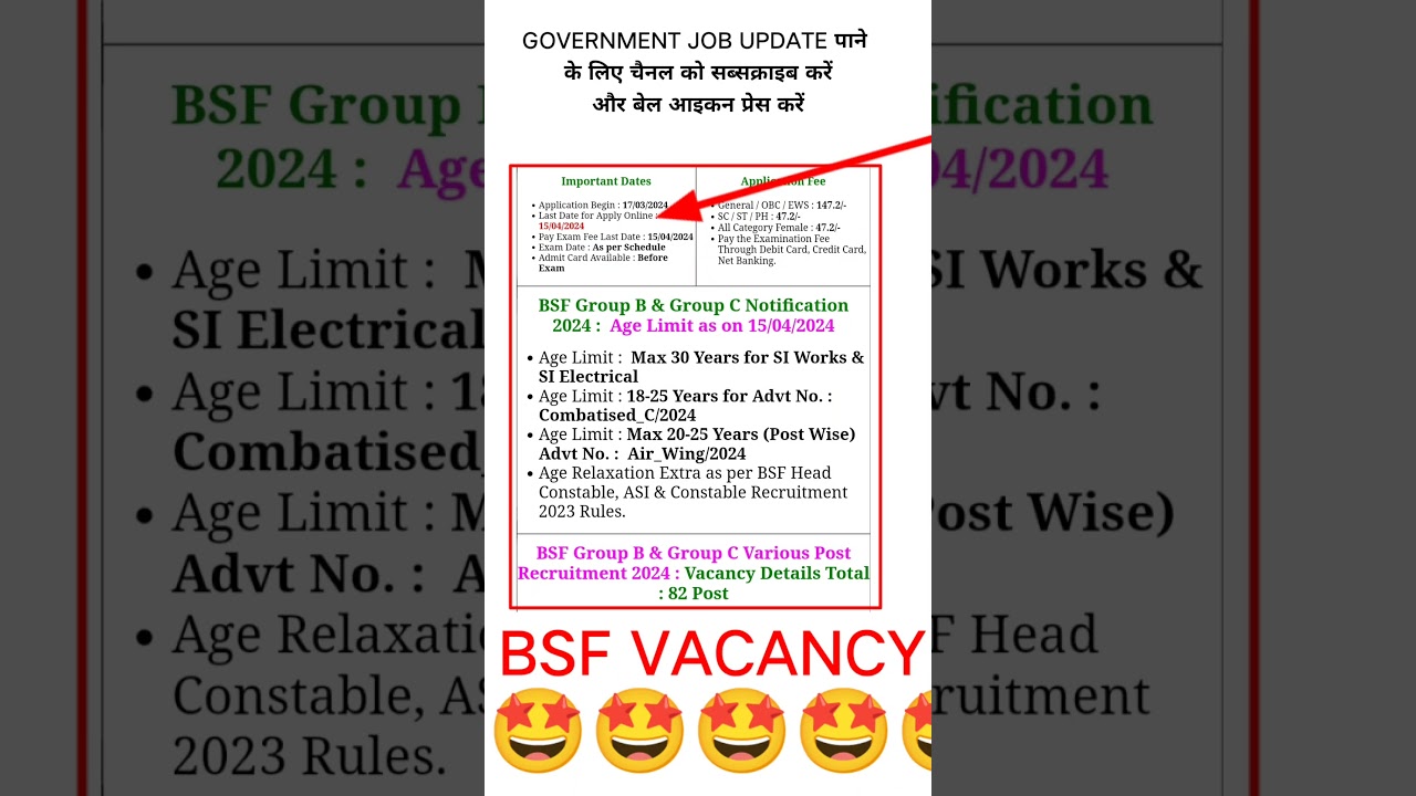 BSF Group B & Group C Various Post Recruitment 2024 