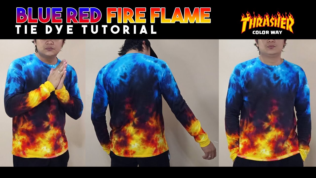 Blue/Red Fire flame Tie Dye Tutorial ( trasher inspired ) by Tali at Kulay