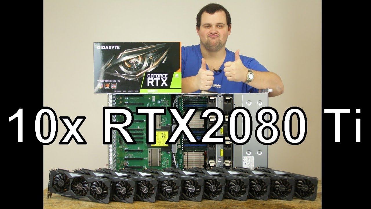 GPU server 10x RTX2080 Ti - NEW WORLD RECORD GPUPi (en sub)