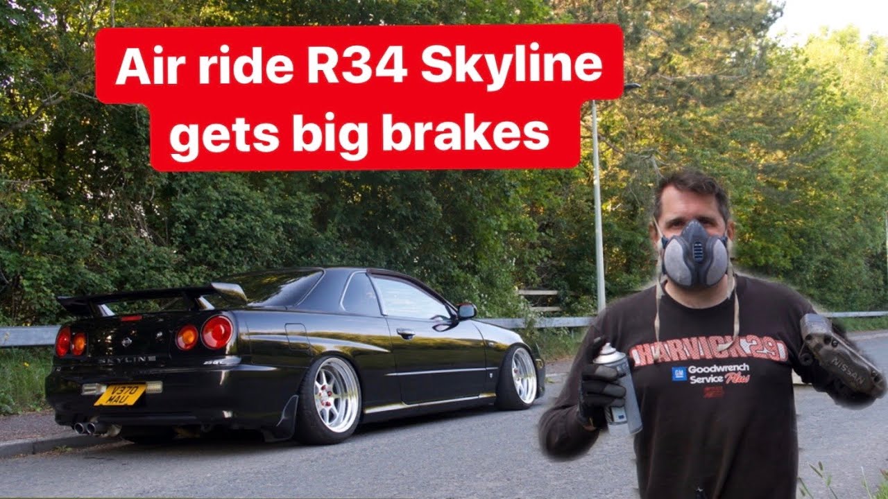 R34 Skyline gets big brakes and first drive on Air ride
