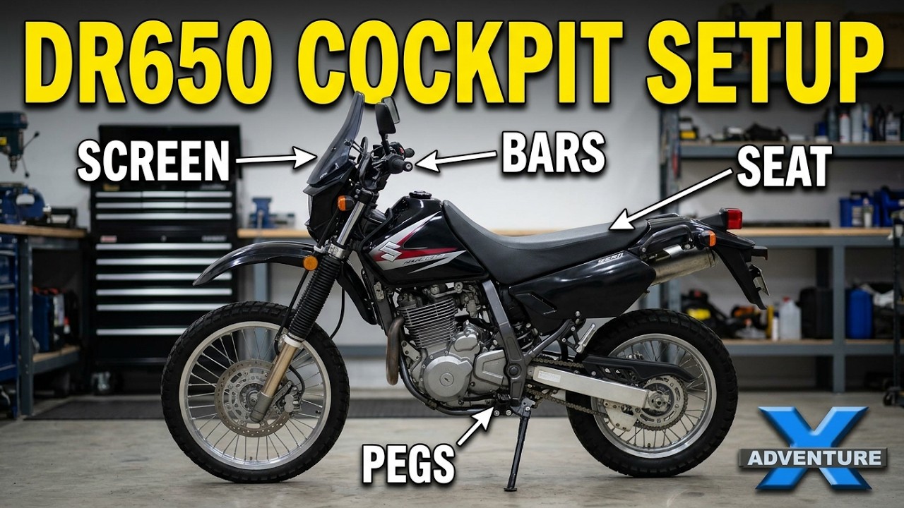 DR650 ergos: how to set your seat height, footpegs, bars and windscreen︱Cross Training Adventure