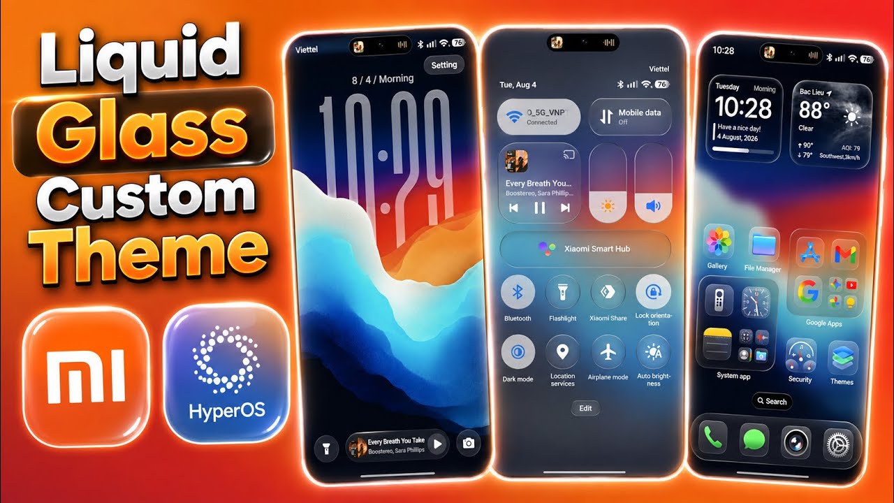 Установка кастомной темы Liquid Glass на Xiaomi HyperOS