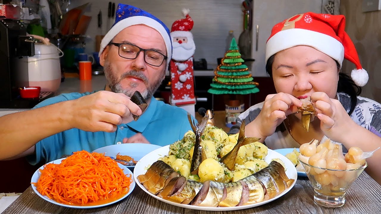 Мукбанг Копченая Скумбрия с Картошкой / Все любят копченую рыбу?/ Mukbang Smoked Mackerel