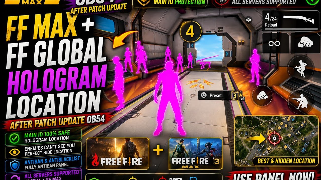 Free Fire Max 3d Hologram Config files Miui Drag Headshot Panel Global FF Location Config files 