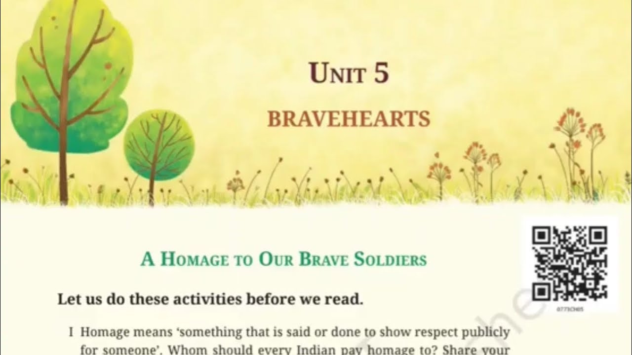 Class7 English Unit 5 Bravehearts A Homage to Our Brave Soldiers full  Line by Line Explanation