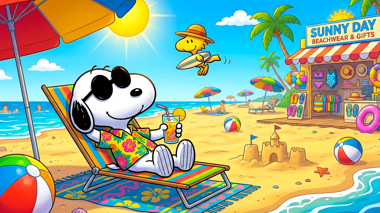 Snoopy's Perfect Summer Beach Jazz 🏖️🍍 Relaxing Music for Beach Days & Positive Energy