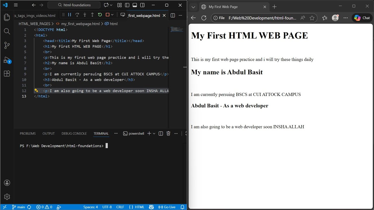 My First Web Page Using Only HTML | Beginner HTML Tutorial (2026) || Abdul Basit Pro Dev