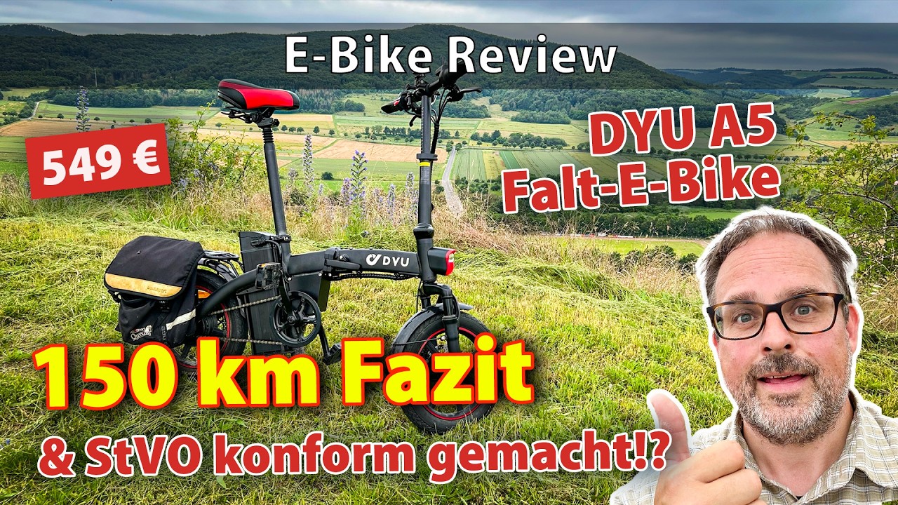 150km mit dem DYU A5 48V Mini-Falt-E-Bike für 549 EUR: Praxiserfahrungen und StVO konform möglich!?