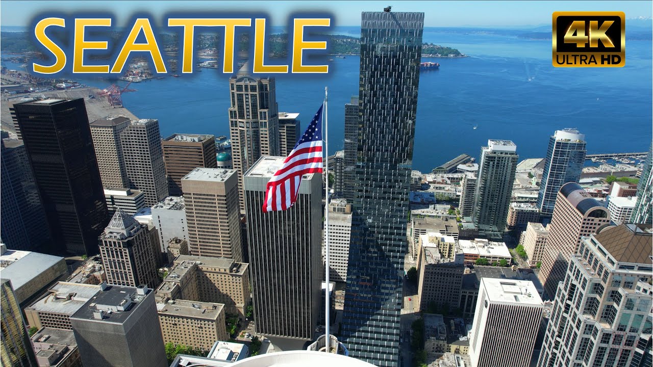 Flying Over Seattle Downtown [4K] May 2021 - Drone Video