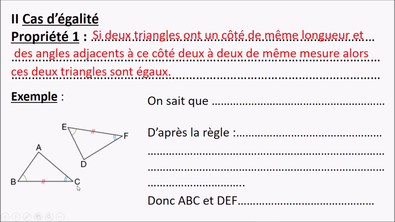 Niveau 4ème : TE - Triangles égaux