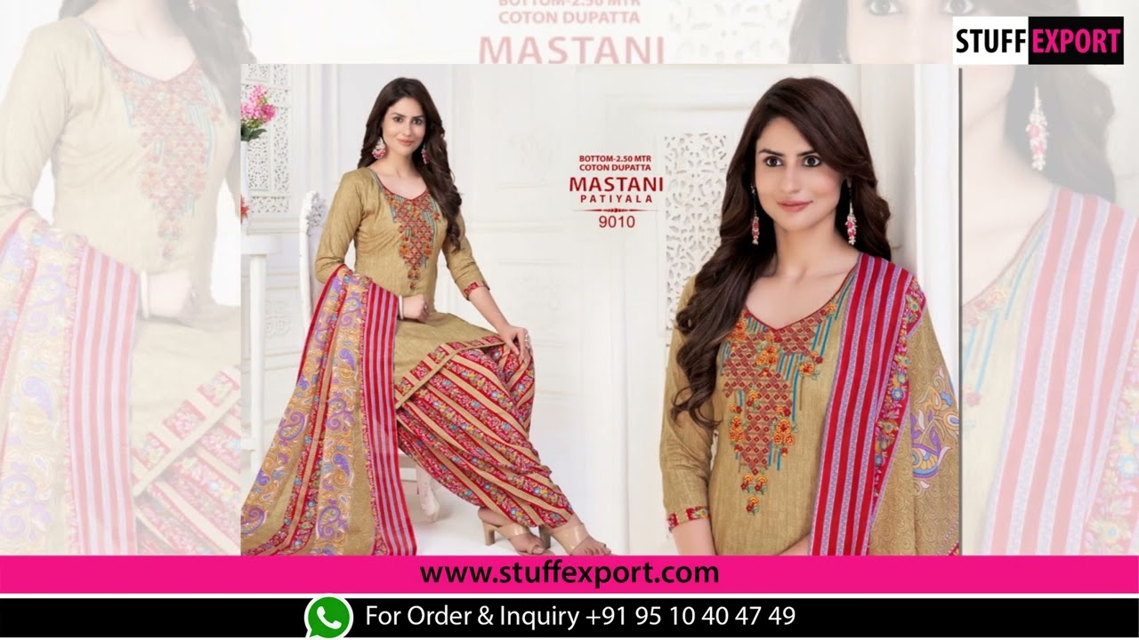 Mastani Patiyala Vol-9 Regular Wear Embroidery Cotton Dress Material Catalog Dealer | Surat Textile