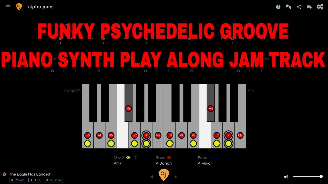Funky Psychedelic Rock | Piano / Synth Play Along Jam Track in A Minor #alphajams