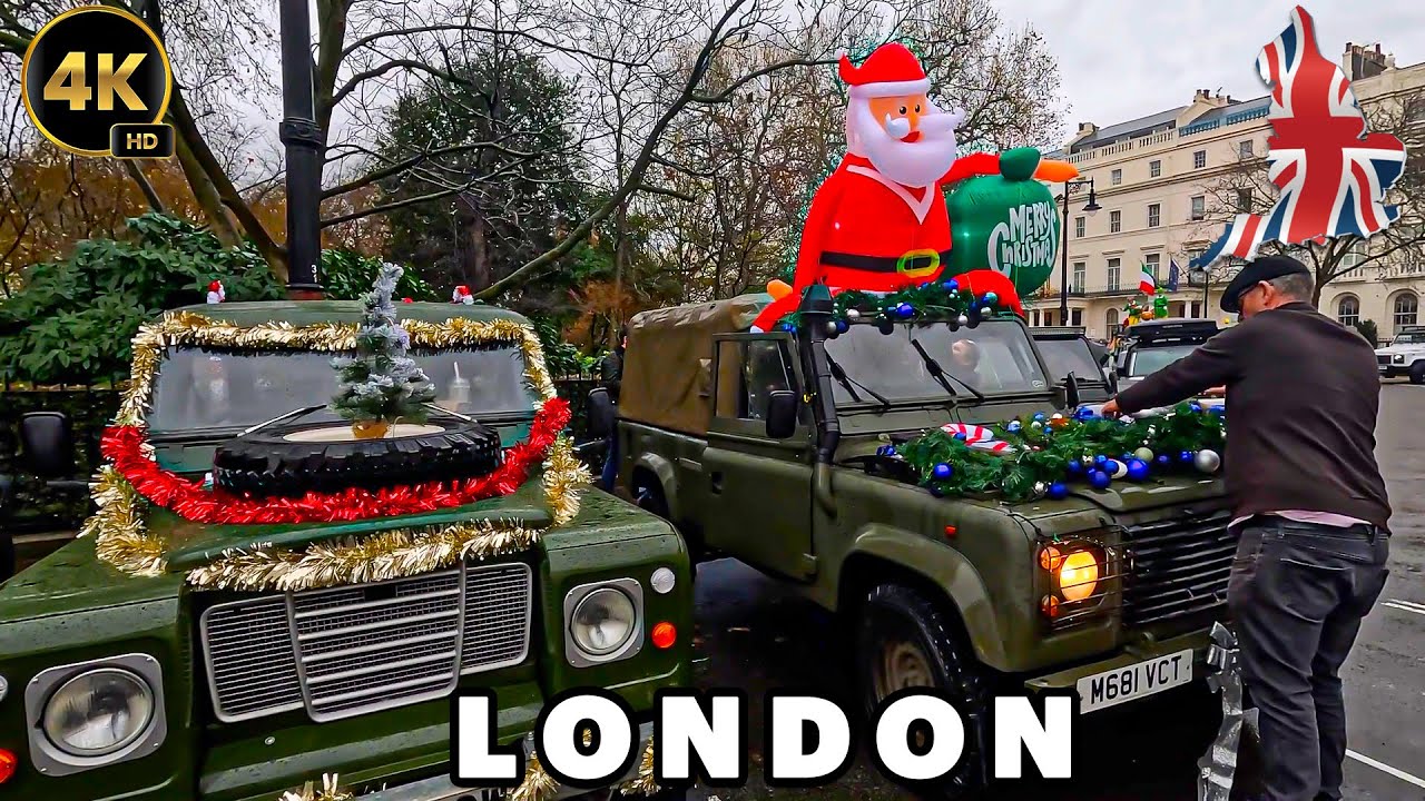 2024 Land Rover Defender & Classic Models 🎄A Rainy Christmas Meet up | Belgrave Square [ 4K HDR ]🎅🏻🎄
