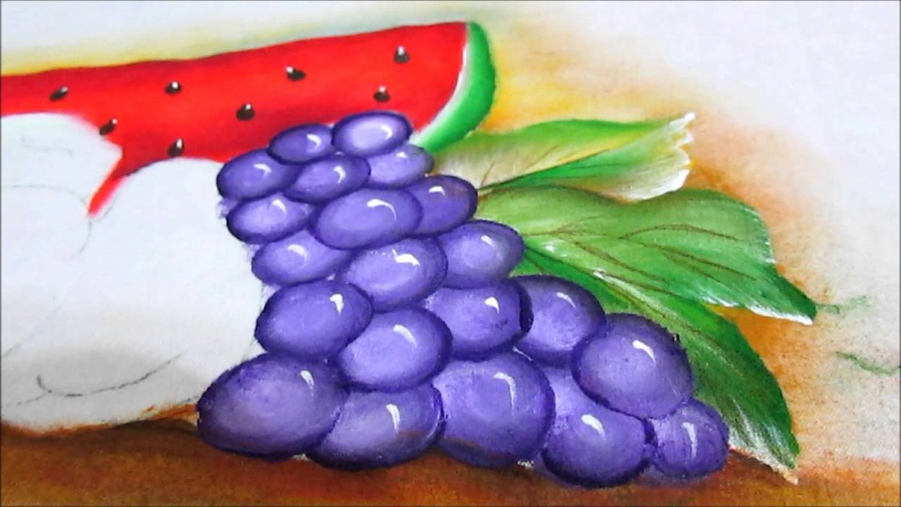 Pintura em Tecido - Iniciantes (Parte 4) Sombra, folhas e frutas.