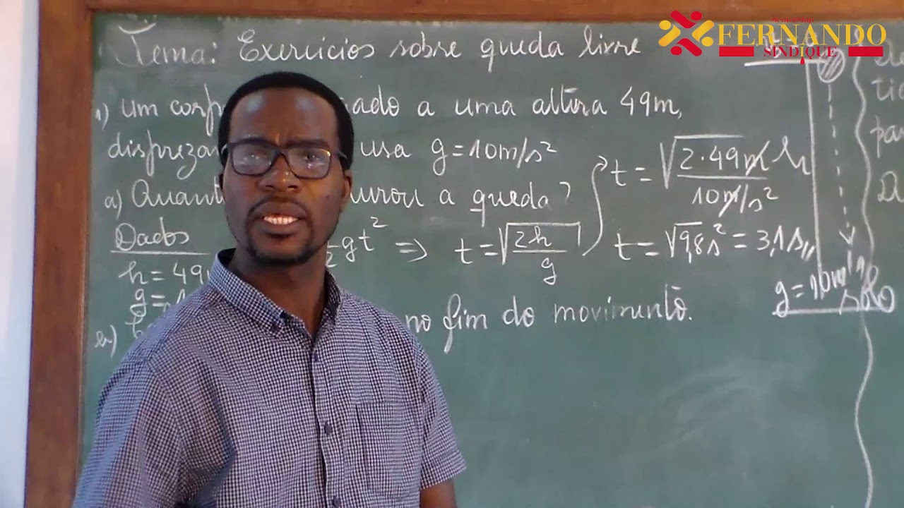 Aula 2.Exercício sobre queda livre. Rectificação, Ex2. h=490m