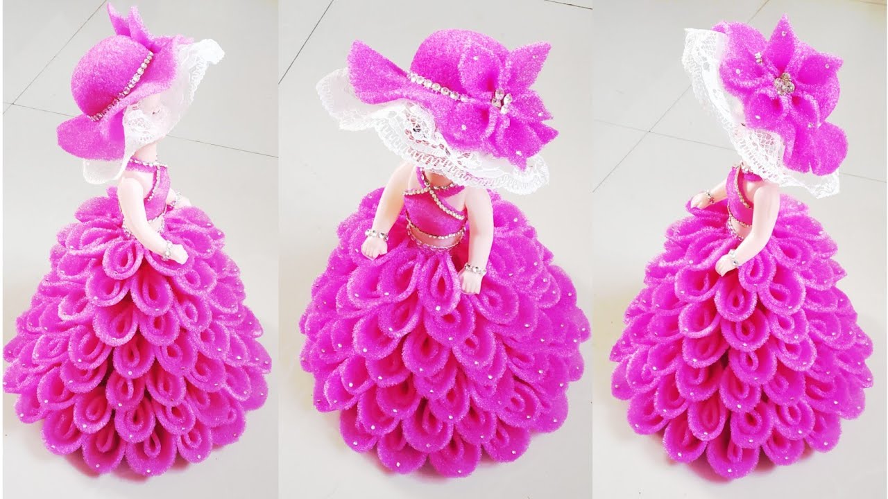 How to Decorate a Doll Using Foam Sheets/DIY Doll Decorations/Make Decorative Dolls/Foam Sheets Uses